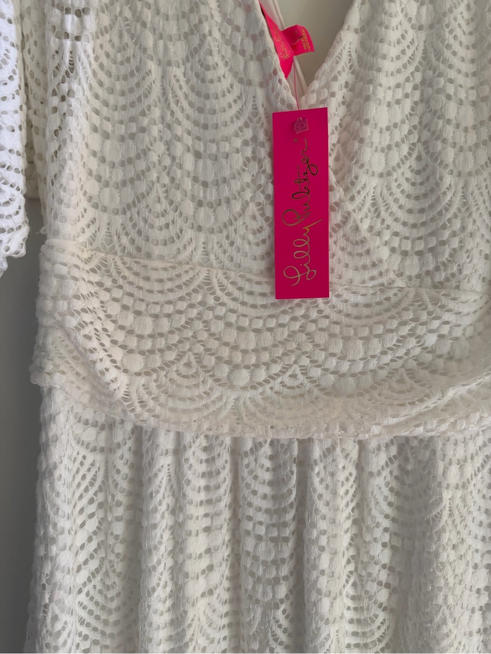 Lilly Pulizter Parigi Lace Maxi Dress white size Large NWT - Picture 5 of 11